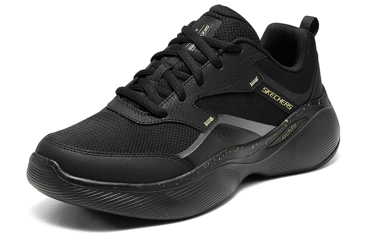 Skechers Cushioned Wear Resistant Impact Resistant Low Top Running Shoes Men's Black