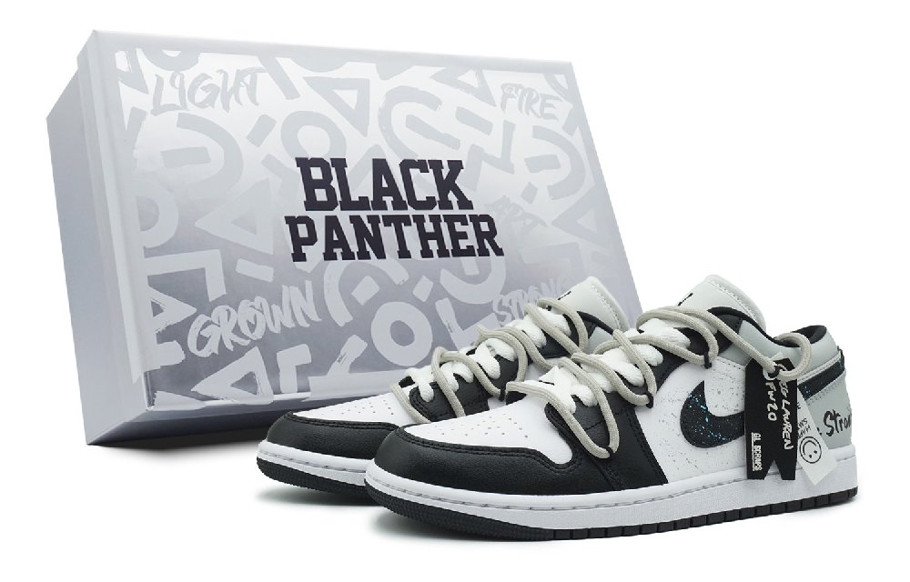 Jordan Air Jordan 1 Low-Top Skateboard Shoes Unisex Black White Gray