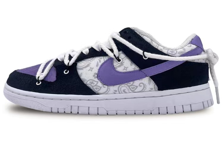 Nike Dunk Skateboard Shoes Women's Low-Top Purple Black/White