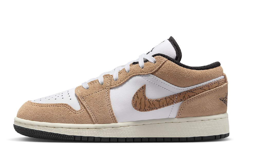 Jordan Air Jordan 1 Low-Top Vintage Basketball Shoes Black Brown GS