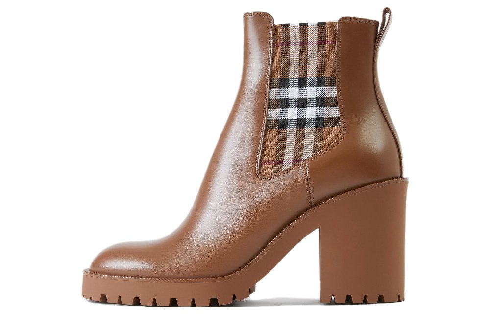 Burberry Check Panel 70mm Leather Ankle Boots