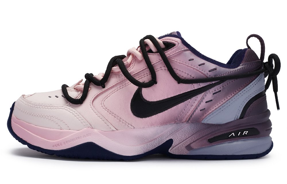 Nike Air Monarch 4 Anti-Slip Wear-Resistant Low-Top Chunky Sneakers Unisex Pink Black And Blue