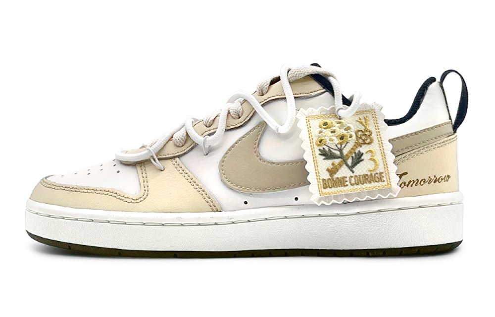 Nike Court Borough Low 2 Non-slip Lightweight Low-Top Skateboard Shoes GS White Yellow