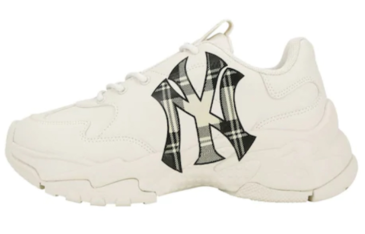 MLB Big Ball Chunky New York Yankees Wear-Resistant Lightweight Height Increasing Low-Top Chunky Sneakers Unisex Beige