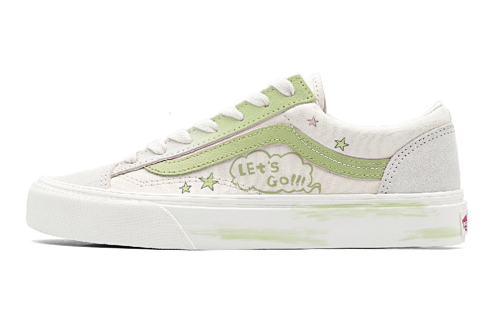 Vans Style 36 Anti-Slip Wear-Resistant Low-Top Skateboard Shoes Unisex White Green