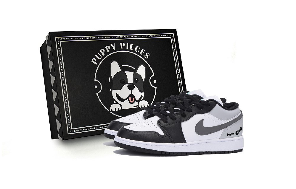 Jordan Air Jordan 1 Low Top Vintage Basketball Shoes Men's Black White Gray