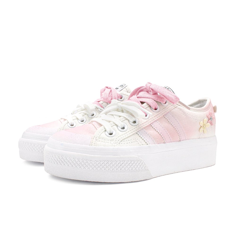 Adidas Originals Nizza Platform Anti Slip Wear Resistant Low Top Skateboard Shoes Women's Pink White