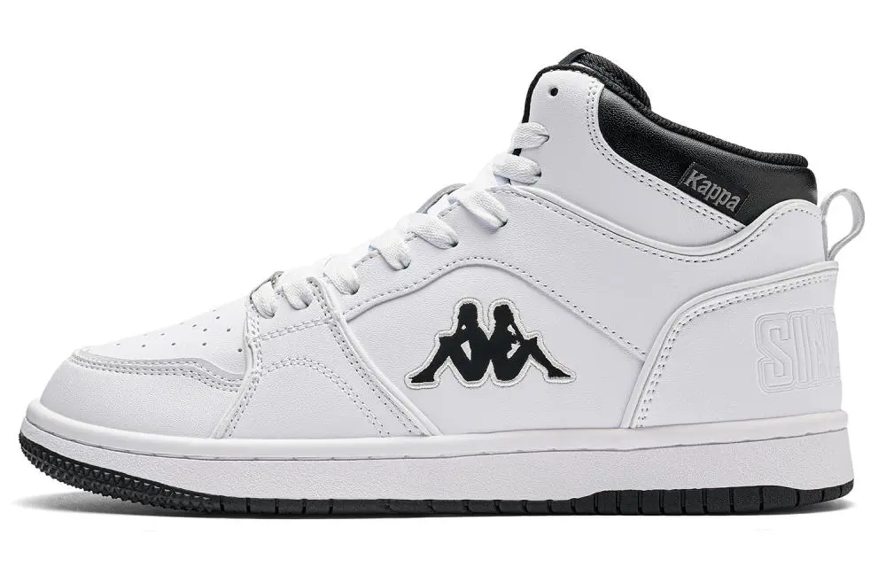 Kappa Back to Back Wrapping, Wear Resistant And Non Slip High top Skateboard Shoes Unisex Classic White