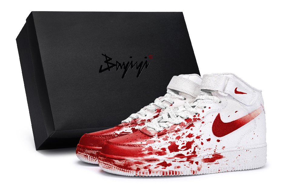 Nike Air Force 1 Coverage Anti-Slip And Wear-Resistant Mid-Top Skateboard Shoes Men's White Red