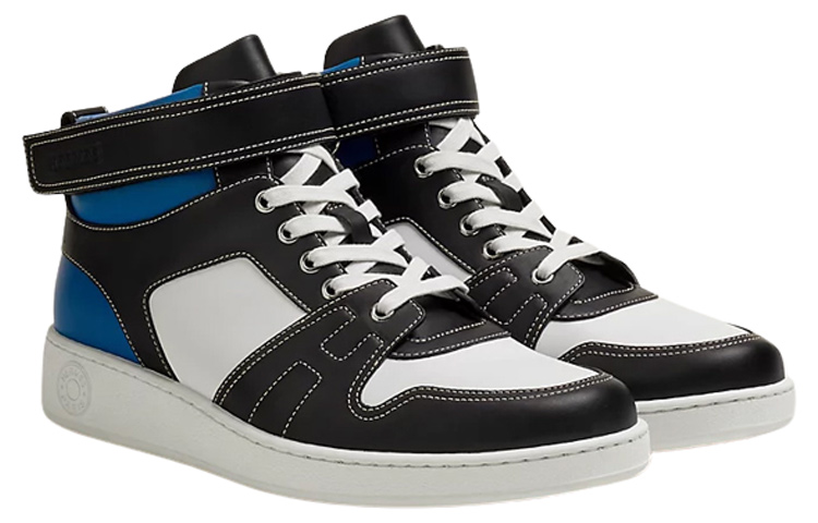 HERMES Freestyle High Top Stylish Skateboarding Shoes Men's Black White Blue