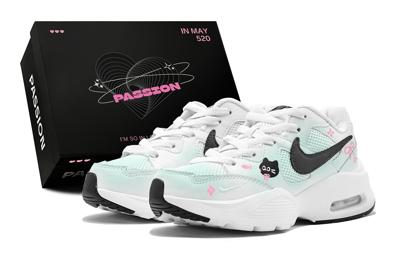 Nike Air Max Fusion Abrasion Resistant Breathable Low Top Running Shoes Women's Green Pink