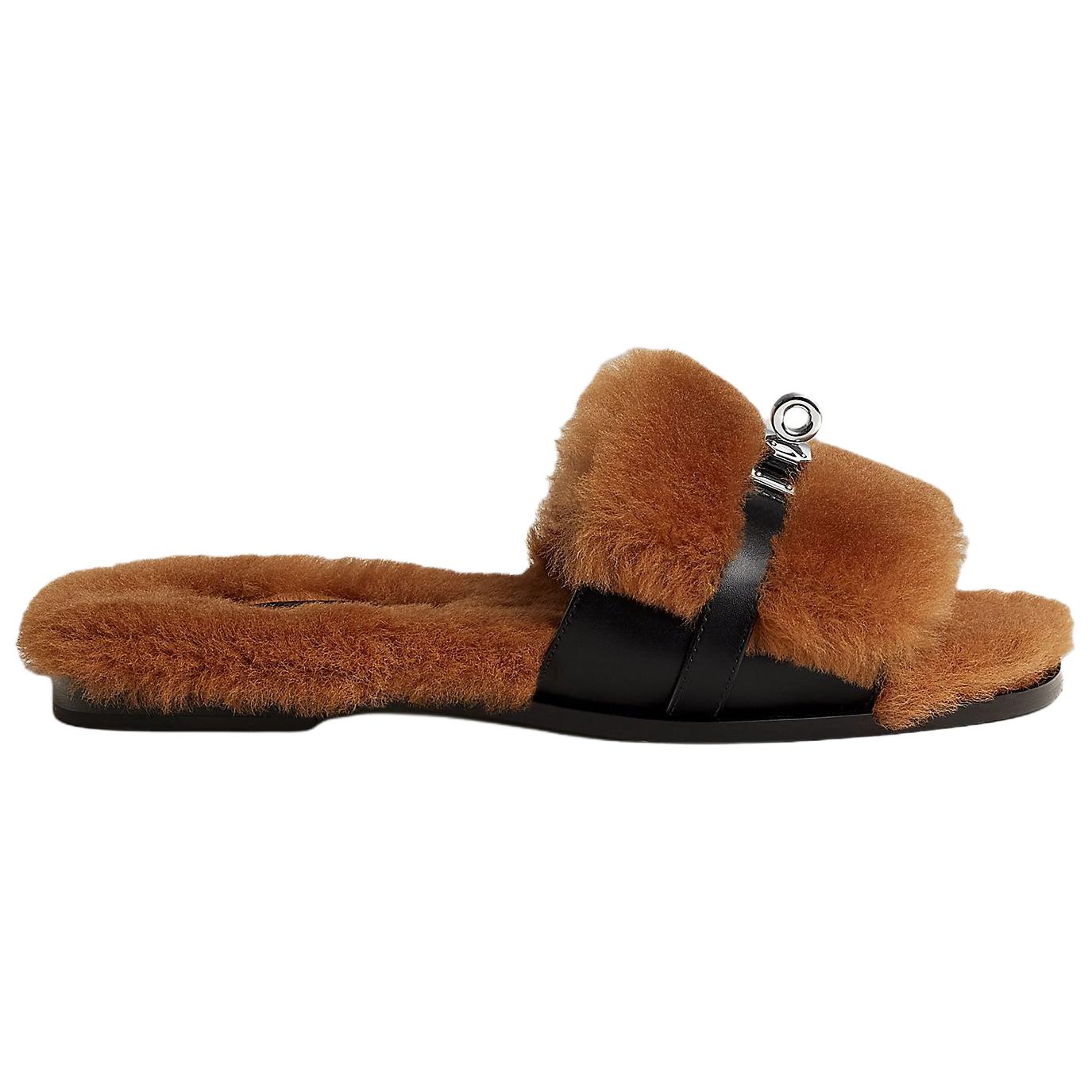 HERMES Giulia Slide Slippers Women's Brown