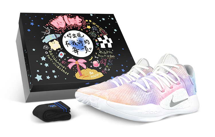 Nike Hyperdunk X Anti Slip Wear Resistant Low Top Basketball Shoes Men's White Blue Pink