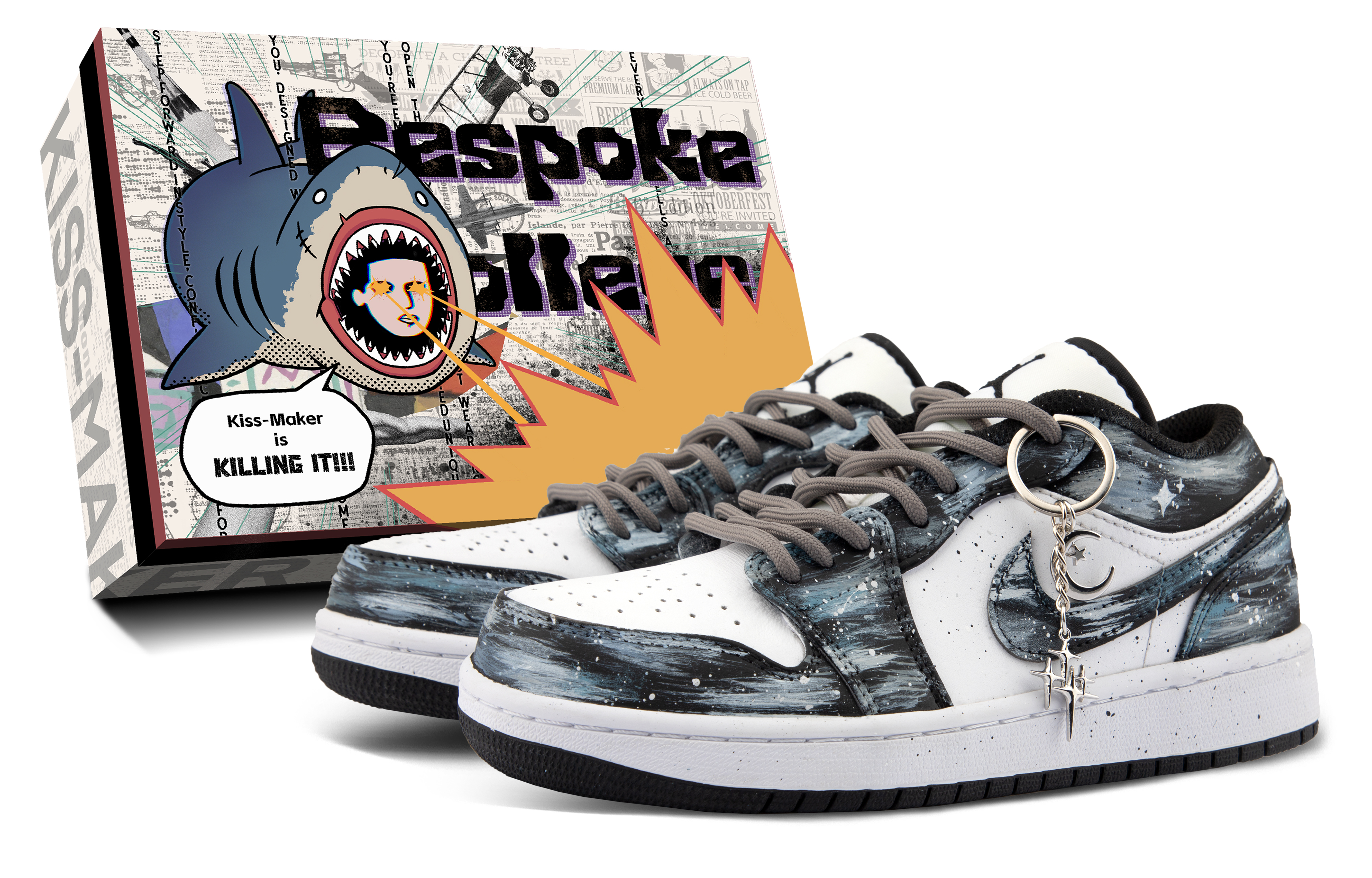 Jordan Air Jordan 1 Cushioning Low top Vintage Basketball Shoes Unisex Starry Sky