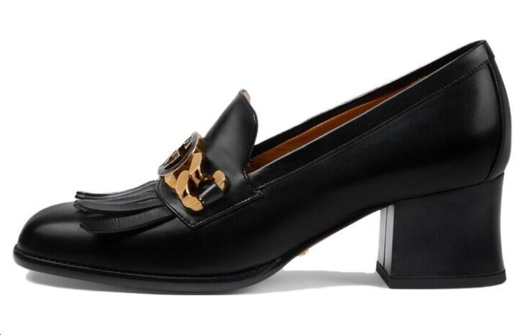 GUCCI Interlocking Chunky Heel High Heels 5.5cm Women's Black