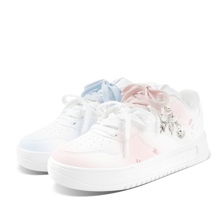 Anta Relaxed Anti Slip Wear Resistant Low Top Skateboard Shoes Unisex Pink Blue Mismatched