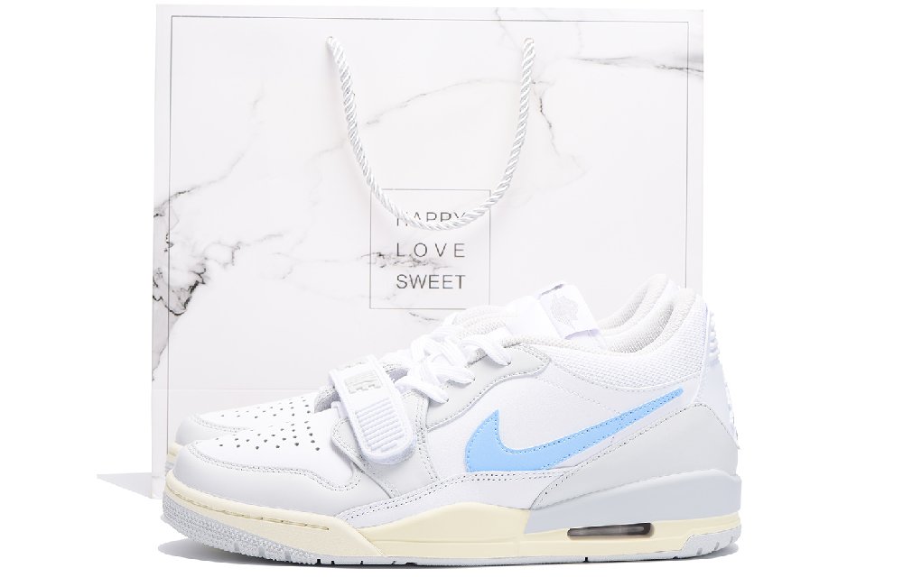 Jordan Legacy 312 Chestnut Slip-Resistant Low-Top Vintage Basketball Shoes Men's Gray Blue