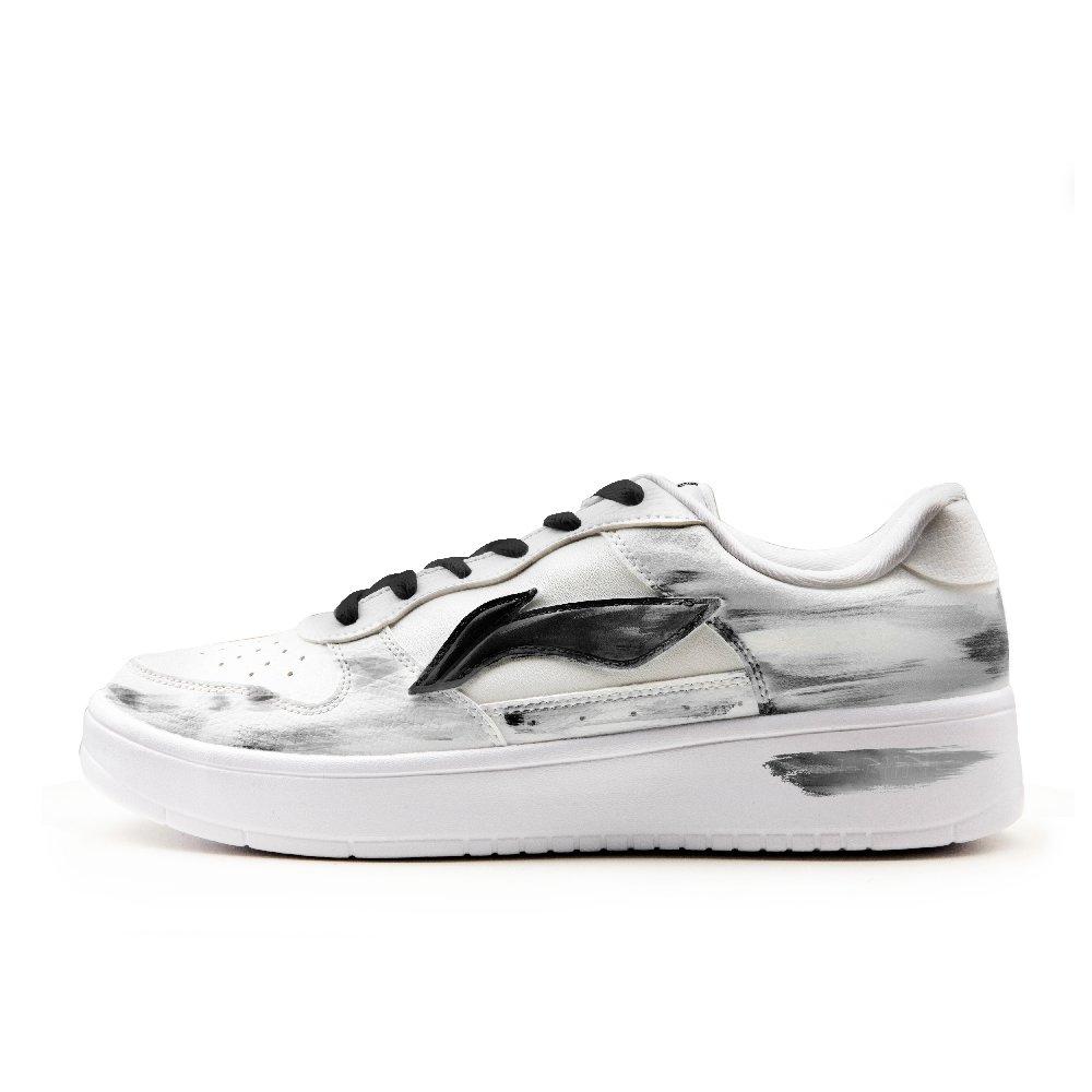 LiNing Pontoon Boats Anti-Slip Wear-Resistant Low-Top Skateboard Shoes Men's White Black
