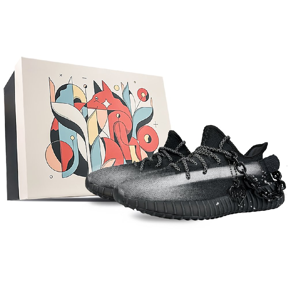 Adidas Originals Yeezy Boost 350 V2 Coverage Low-Top Casual Shoes Unisex Black White