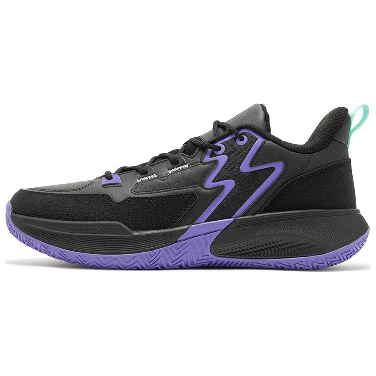 361° Cushioned Slip-Resistant Low-Top Basketball Shoes Men's Black Purple
