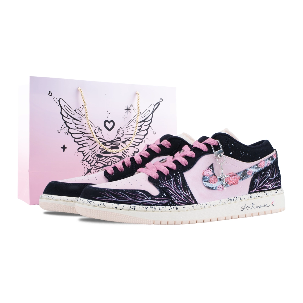 Jordan Air Jordan 1 Vintage Basketball Shoes Unisex Low top Black/Pink
