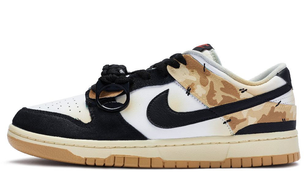 Nike Dunk Slip-Resistant Low-Top Skateboard Shoes Men's Black White Yellow