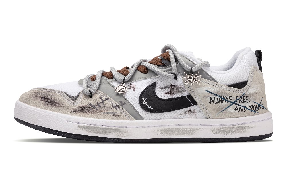 Nike SB Alleyoop Gray Zone Anti-Slip And Wear-Resistant Lightweight Low-Top Skateboard Shoes Men's Gray White