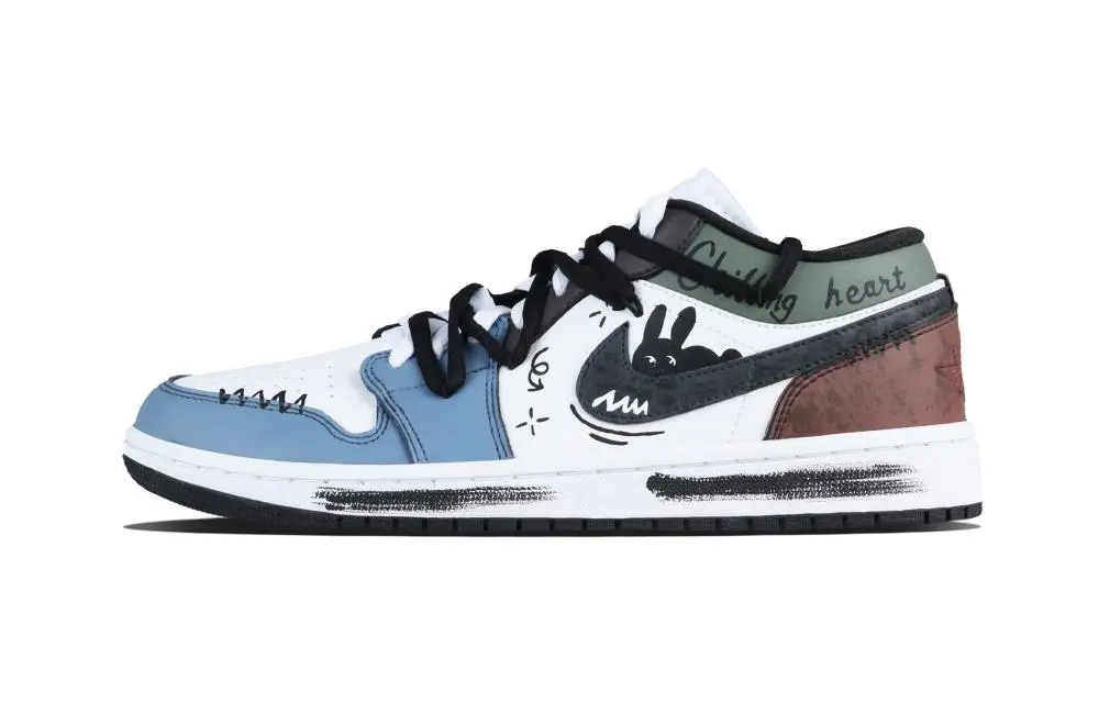 Jordan Air Jordan 1 Chill Bunny Cushioning Low top Skateboard Shoes Unisex Blue