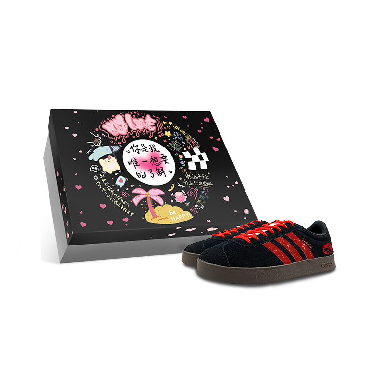 Adidas Neo VL Court 2.0 Anti Slip Wear Resistant Low Top Skateboard Shoes Unisex Black Red