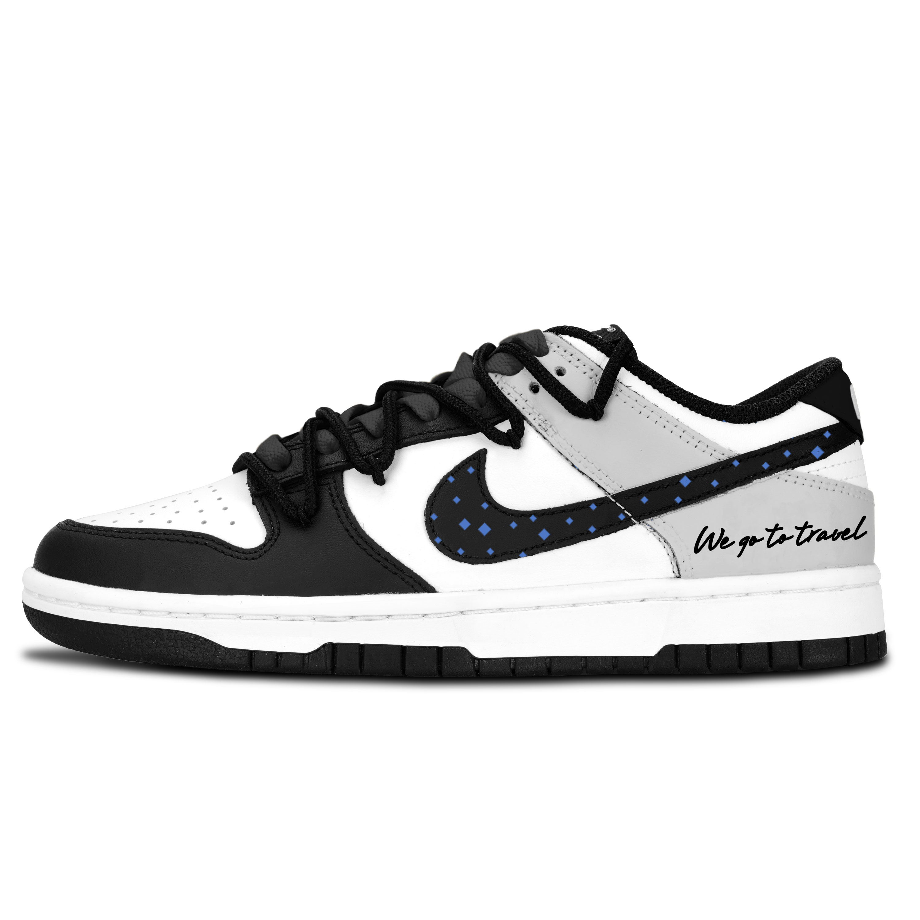 Nike Dunk Black White, Gray Tone Travel Abrasion Resistant Low top Skateboard Shoes Unisex Gray Black