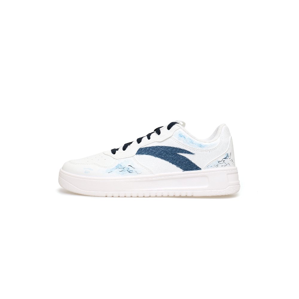 Anta Canglan Sky Dragon Spirit Slip Resistant Shock Absorbers Low Top Skateboard Shoes Men's White Blue