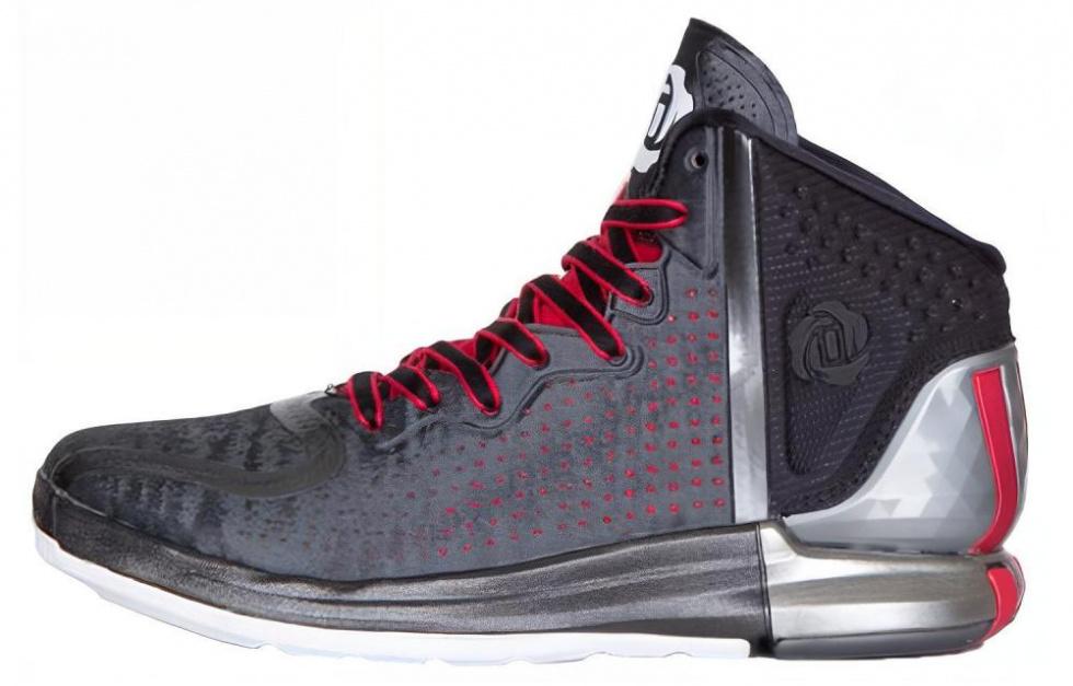 Adidas D Rose 4 Black Light Scarlet Slip Resistant Mid Top Basketball Shoes Men's Black Gray Red