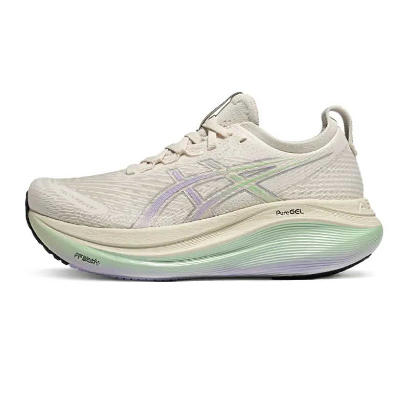 Asics GEL NIMBUS 27 Abrasion Resistant Breathable Coverage Low top Long Distance Running Shoes Women's White Green