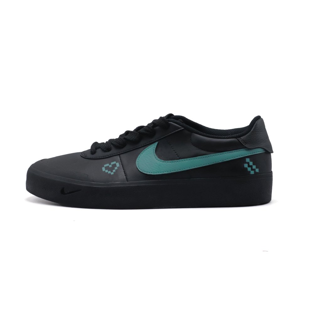 Nike Court Shot Pixel Heart Abrasion Resistant Low Top Skateboard Shoes Men's Black Green