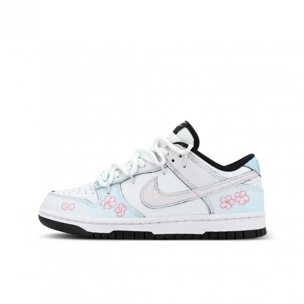 Nike Dunk Monkey Mischief, Cherry Blossom Jelly Abrasion Resistant Low top Skateboard Shoes Unisex White Blue Pink
