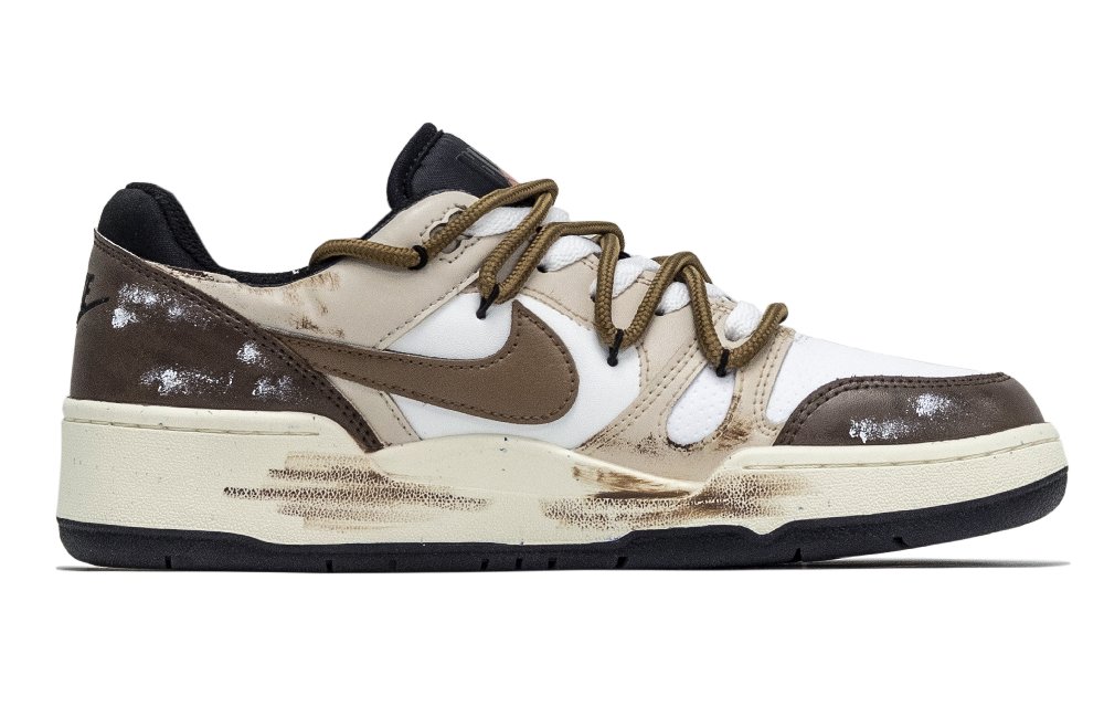 Nike Full Force Muddy Slip Resistant Low Top Skateboard Shoes Men's White Brown