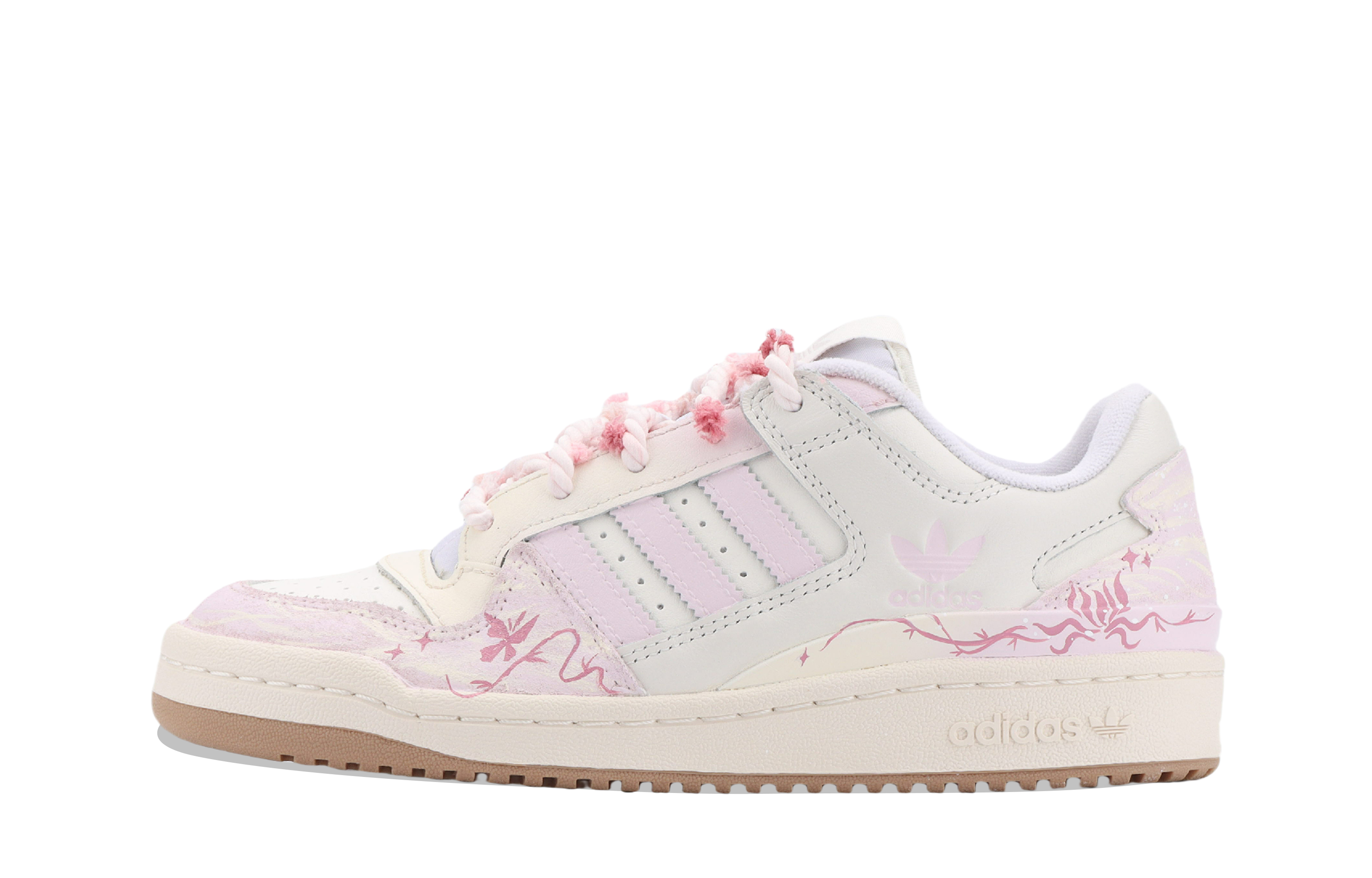 Adidas Originals FORUM A Sea Of Pink Flowers Abrasion Resistant Low top Skateboard Shoes Unisex Pink White