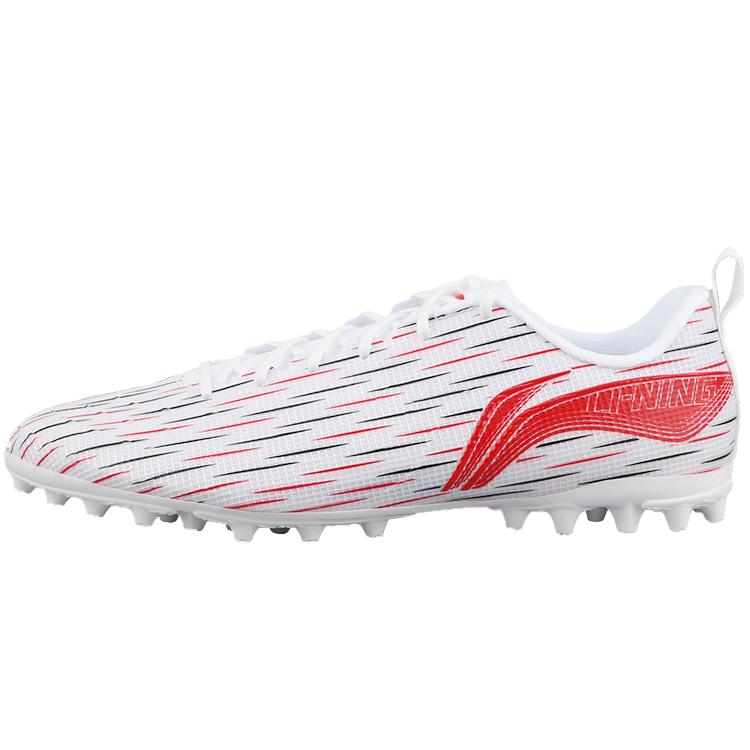 LiNing MG Rubber Short Studs Artificial Ground Cushioned Slip-Resistant Soccer Shoes Unisex White Red