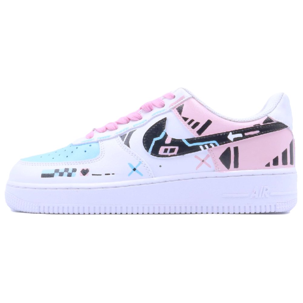 Nike Air Force 1 Anti-Slip Wear-Resistant Low-Top Skateboard Shoes Unisex Blue Pink