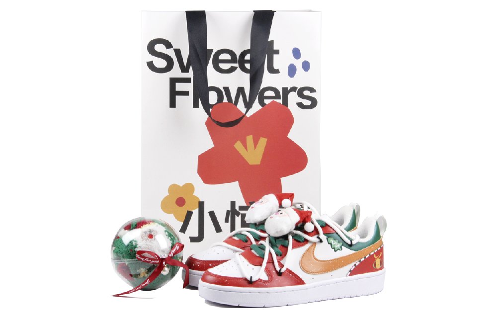 Nike Court Borough Low-Top Skateboard Shoes GS White Red Green