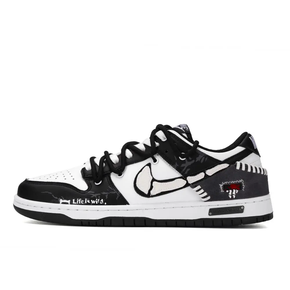 Nike Dunk Haiji Abrasion Resistant Low top Skateboard Shoes Unisex Black White