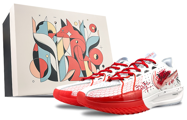 Nike Air Zoom G.T. Cut 3 Cushioning Anti-Slip And Wear-Resistant Low-Top Basketball Shoes Unisex White Red