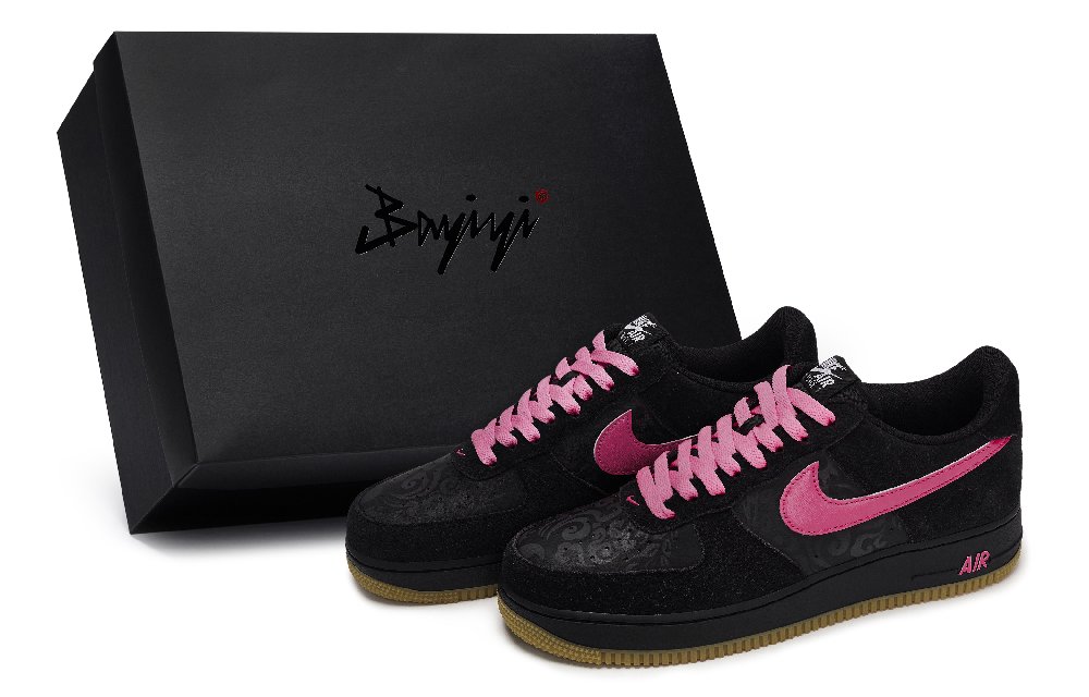 Nike Air Force 1 Skateboard Shoes Men Low Top Black/Rose Red