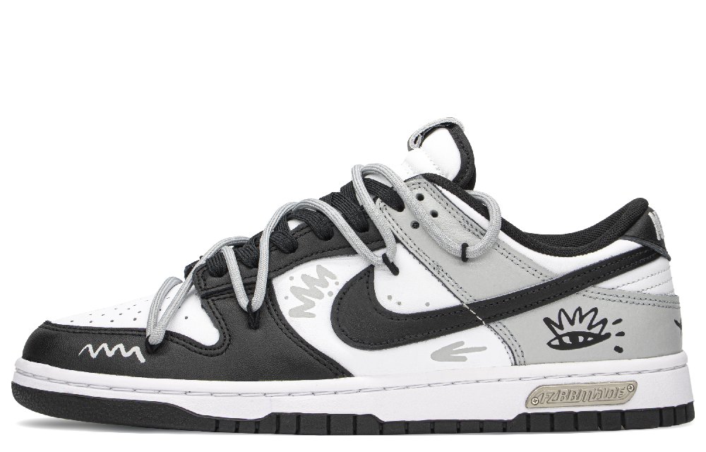 Nike Dunk FZBB Low Top Skateboard Shoes Unisex Black White Gray