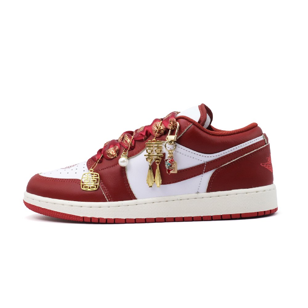 Jordan Air Jordan 1 Joyful Melody Abrasion Resistant Low Top Vintage Basketball Shoes Women's Red