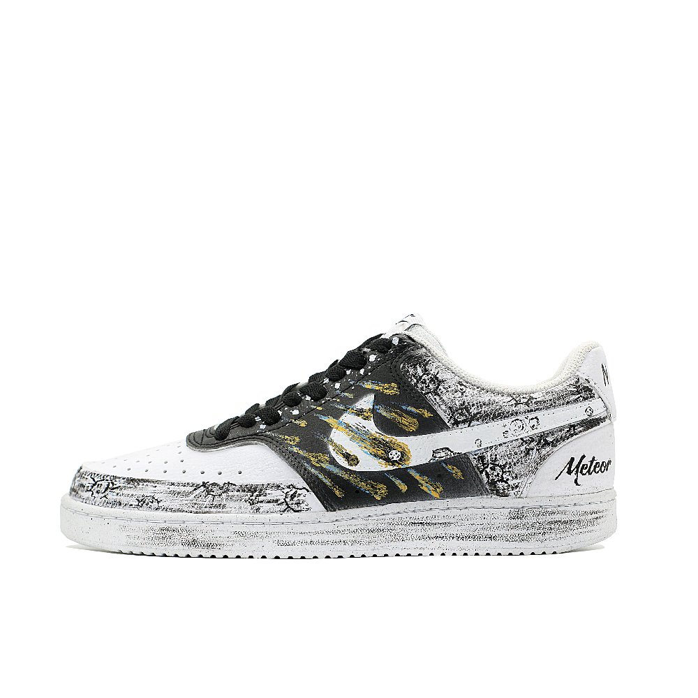 Nike Court Vision 1 Slip-Resistant Low-Top Skateboard Shoes Men's Black White