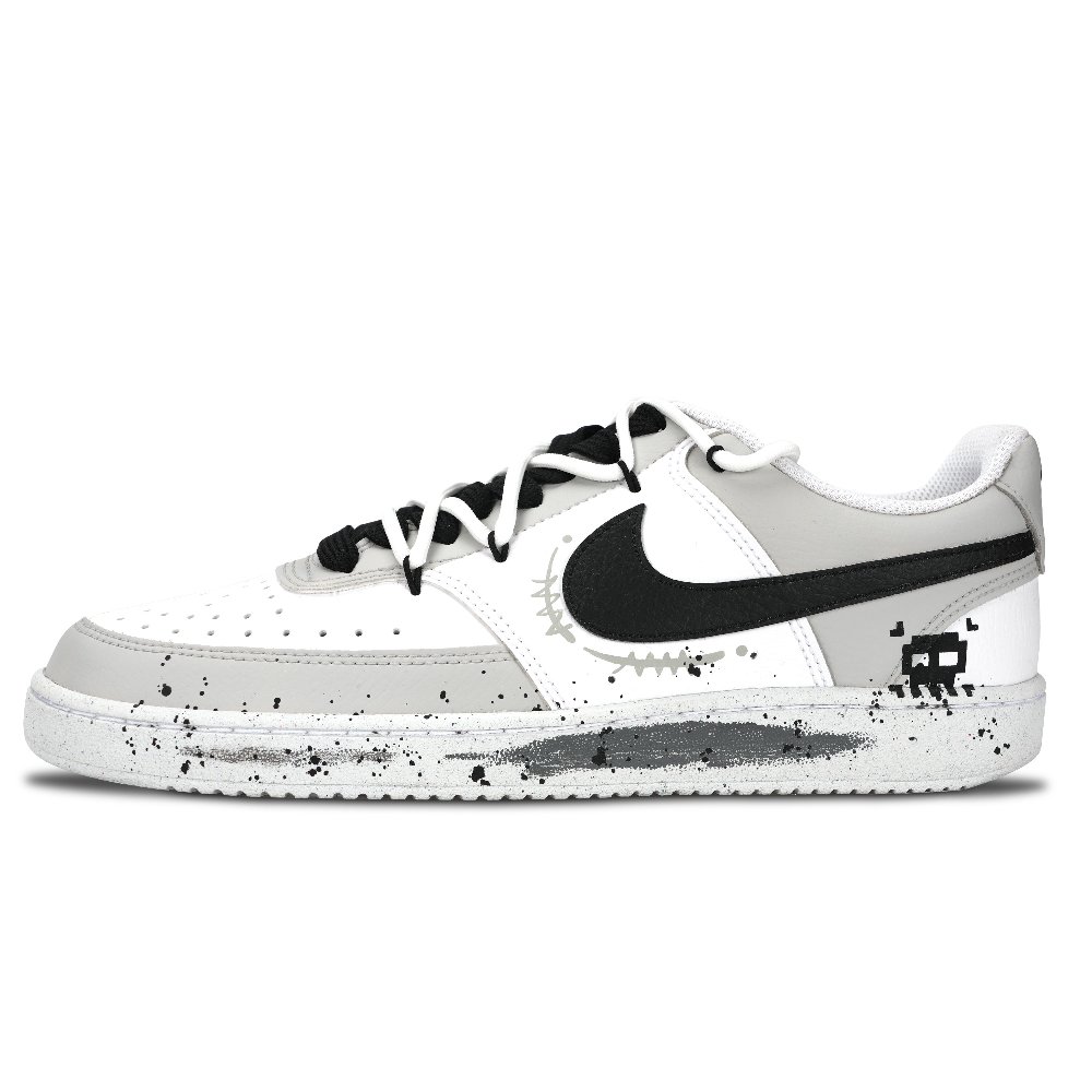 Nike Court Vision 1 Skull Abrasion Resistant Low Top Skateboard Shoes Unisex Gray