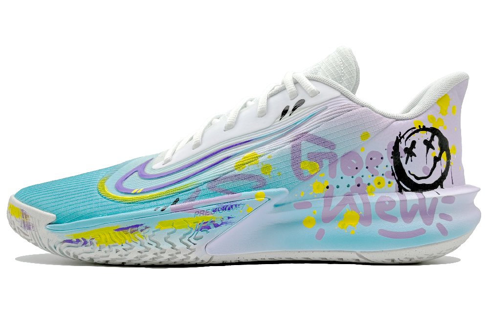 Nike Precision 7 He Su Space, Iridescent Chasing The Wind Abrasion Resistant Low Top Basketball Shoes Men's Blue Purple