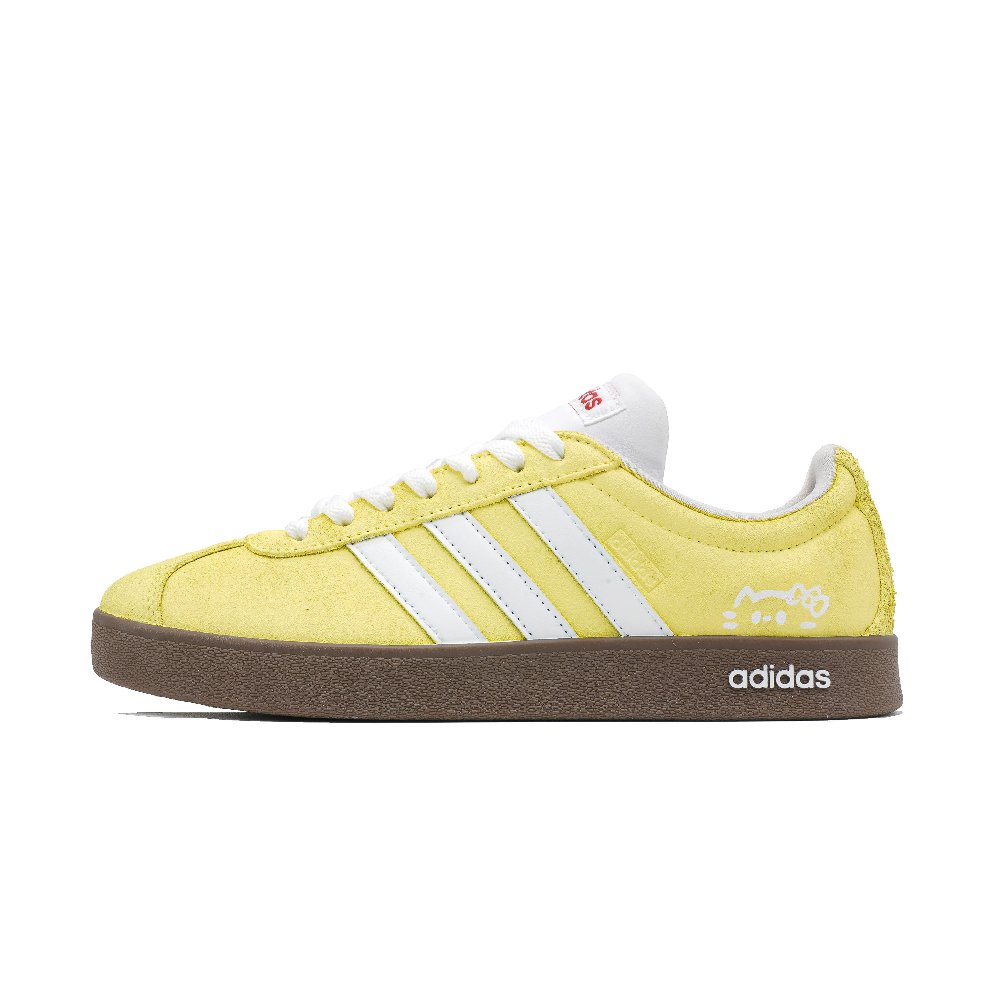 Adidas VL COURT 2.0 Yellow Meow Glutinous Abrasion Resistant Low Top Skateboard Shoes Unisex Yellow