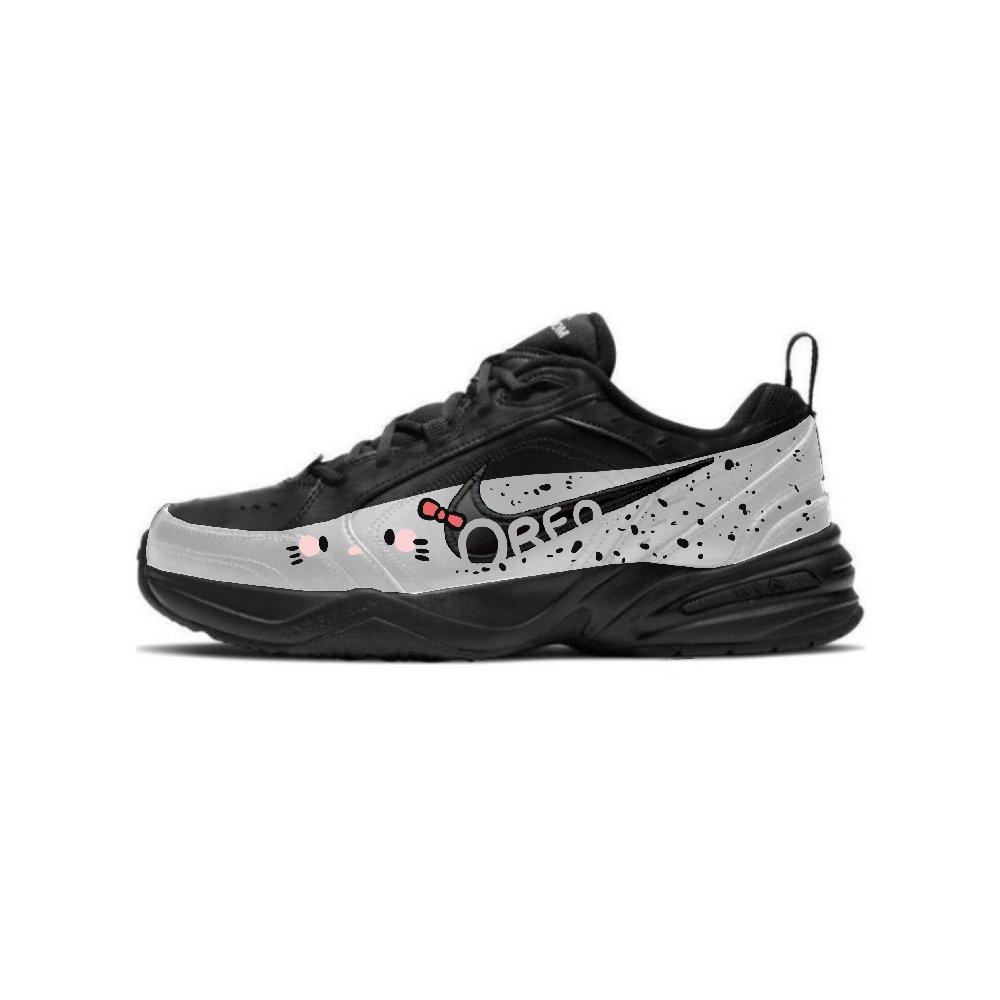 Nike Air Monarch 4 Anti-Slip And Wear-Resistant Lightweight Low-Top Chunky Sneakers Unisex Black White